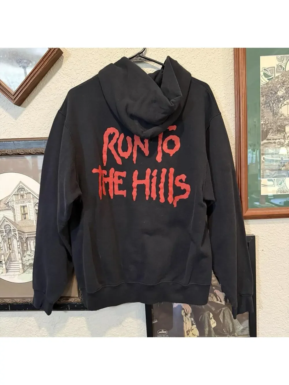 Vintage 00s RARE Iron Maiden Hoodie Men's Medium Black Run To The Hills Pullover